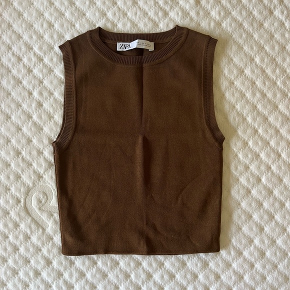 Zara sweater crop top in brown - Picture 1 of 3
